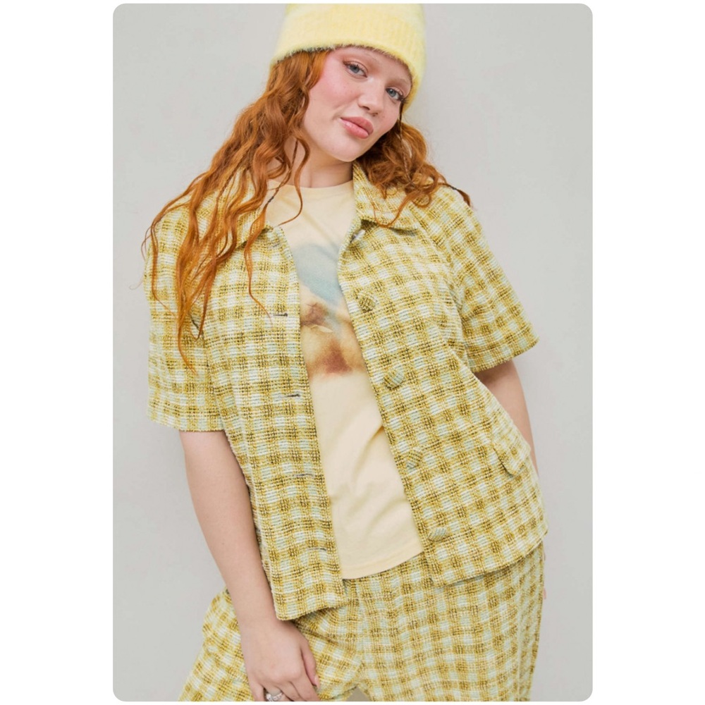 NEW Cider Plaid Tweed Wool Blend Blazer Jacket